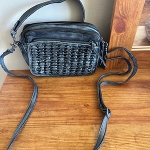 Day & Mood Stylish Black Woven Crossbody Bag
